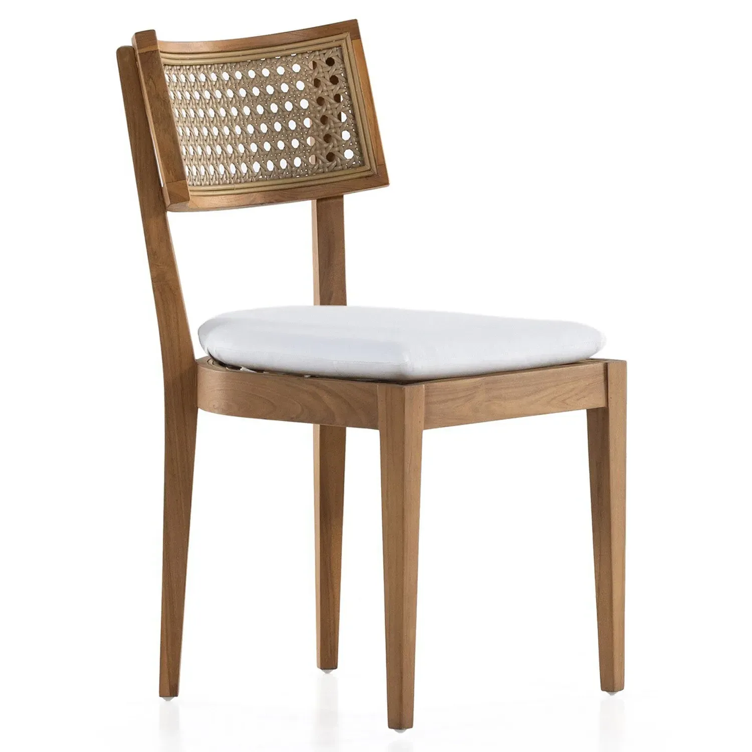 Tina Upholstered Outdoor Dining Chair - White, Teak