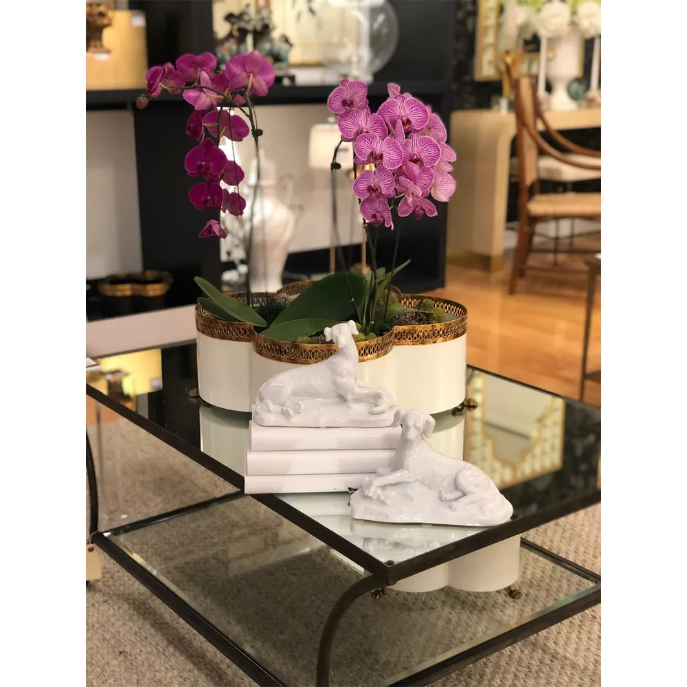 Tindra Large Iron Quatrefoil Cachepot - Cream