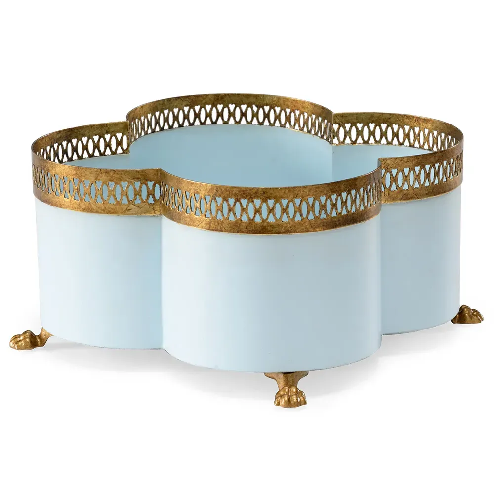 Tindra Small Iron Quatrefoil Cachepot - Blue image