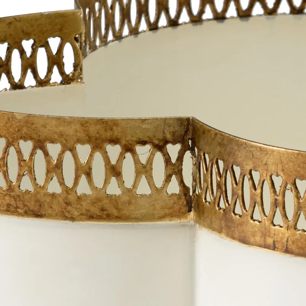 Tindra Small Iron Quatrefoil Cachepot - Cream