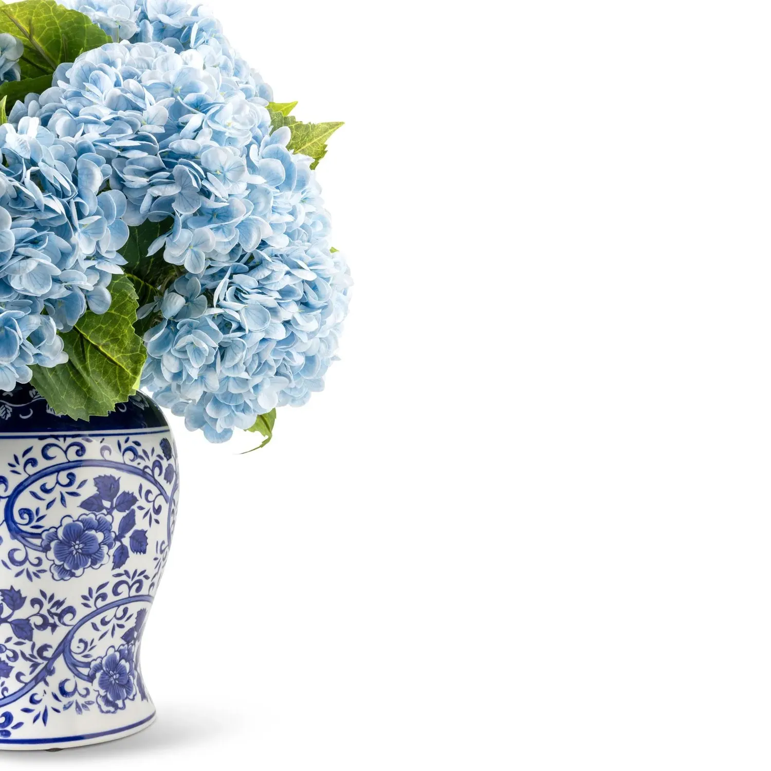 Tisdale Hydrangea Toile Vase Faux Floral Arrangement - Blue