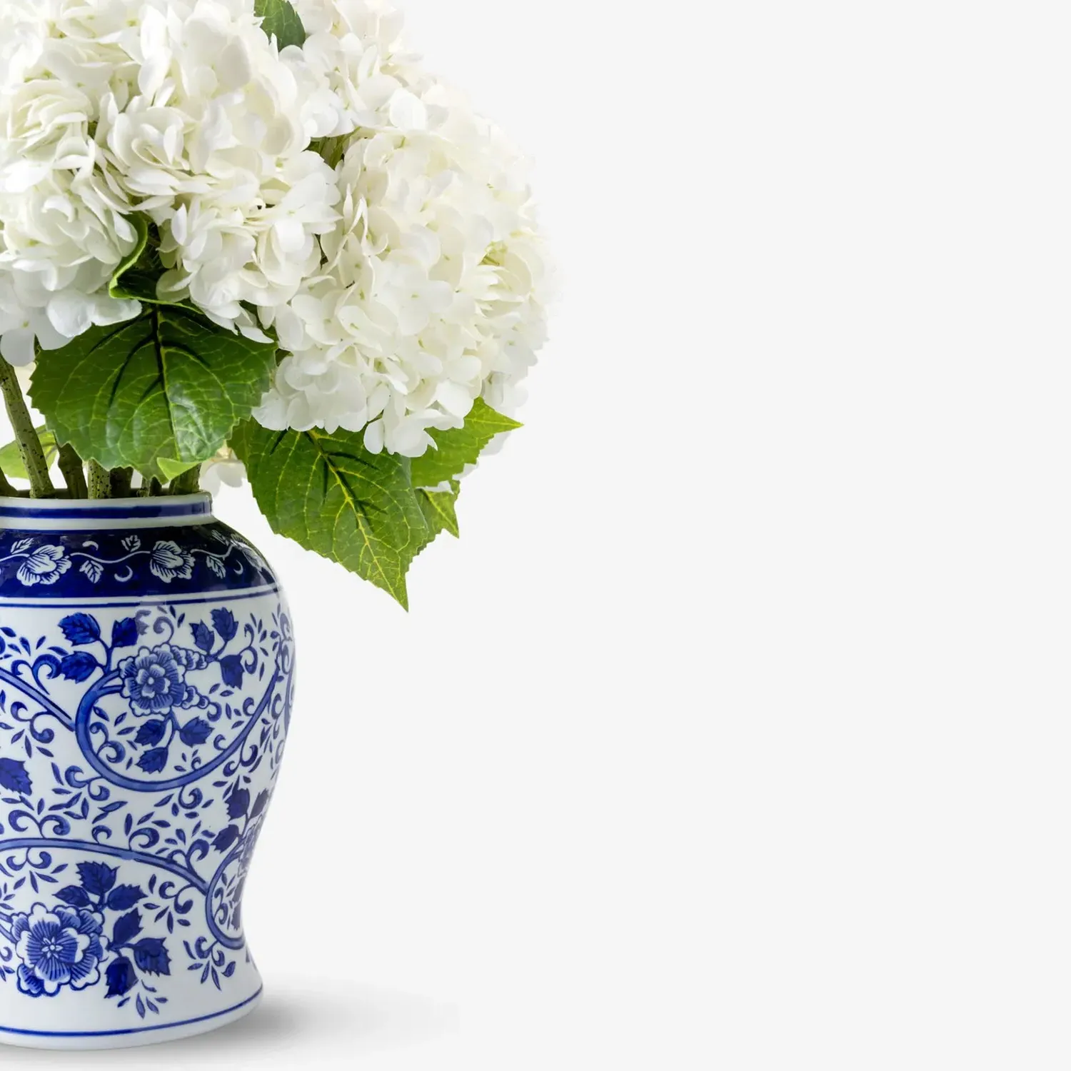 Tisdale Hydrangea Toile Vase Faux Floral Arrangement - White