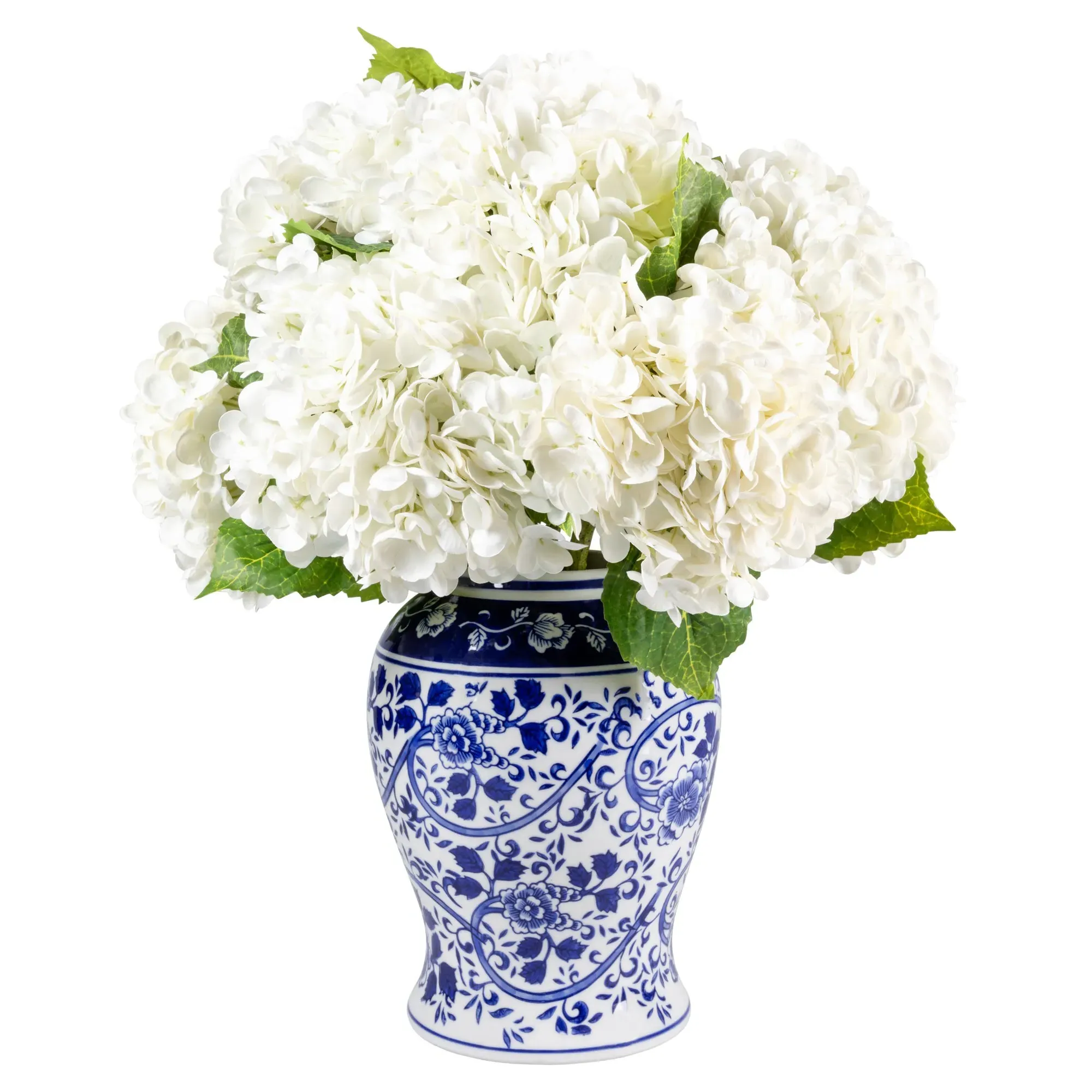 Tisdale Hydrangea Toile Vase Faux Floral Arrangement - White