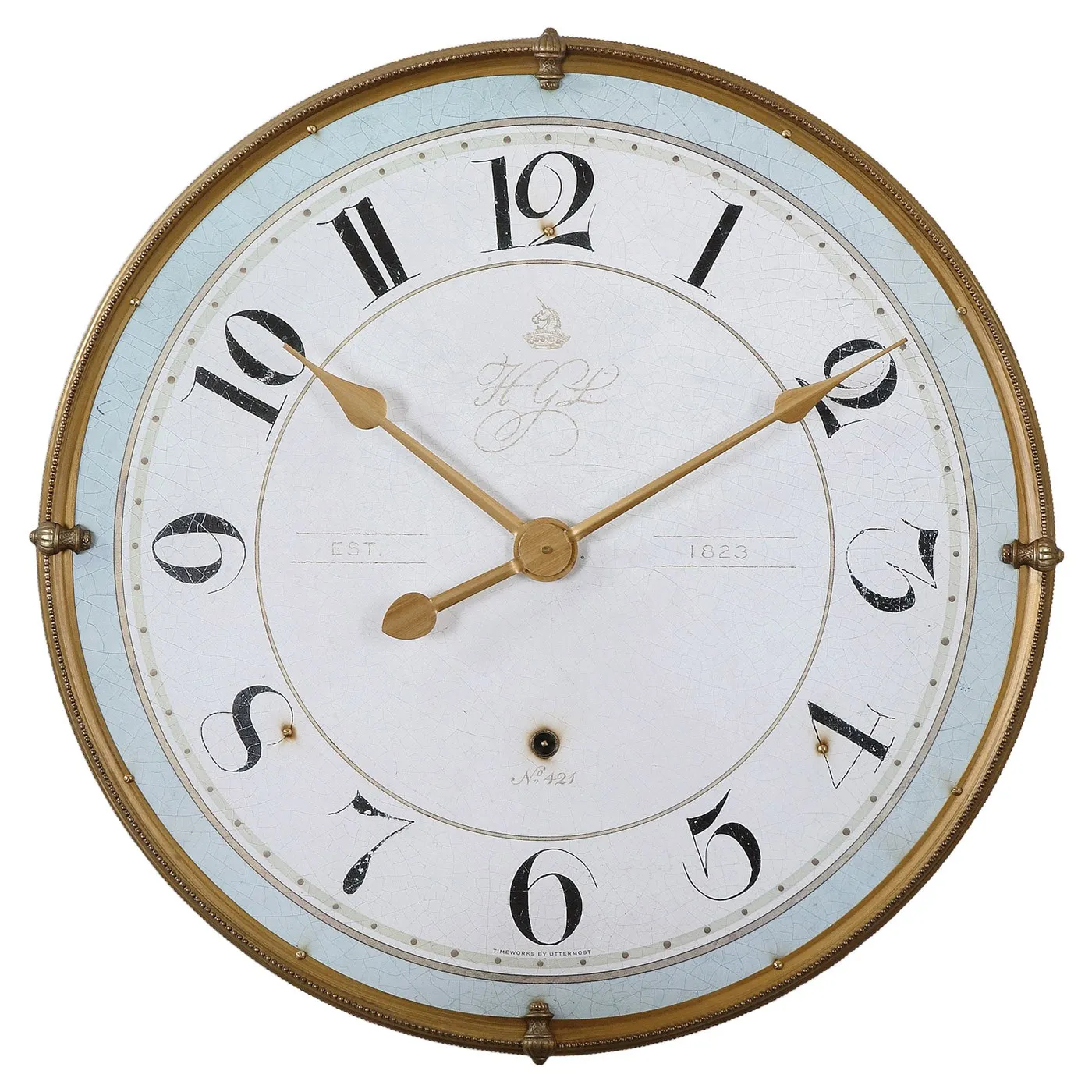 Tisdale Wall Clock - Blue, Antique Gold image
