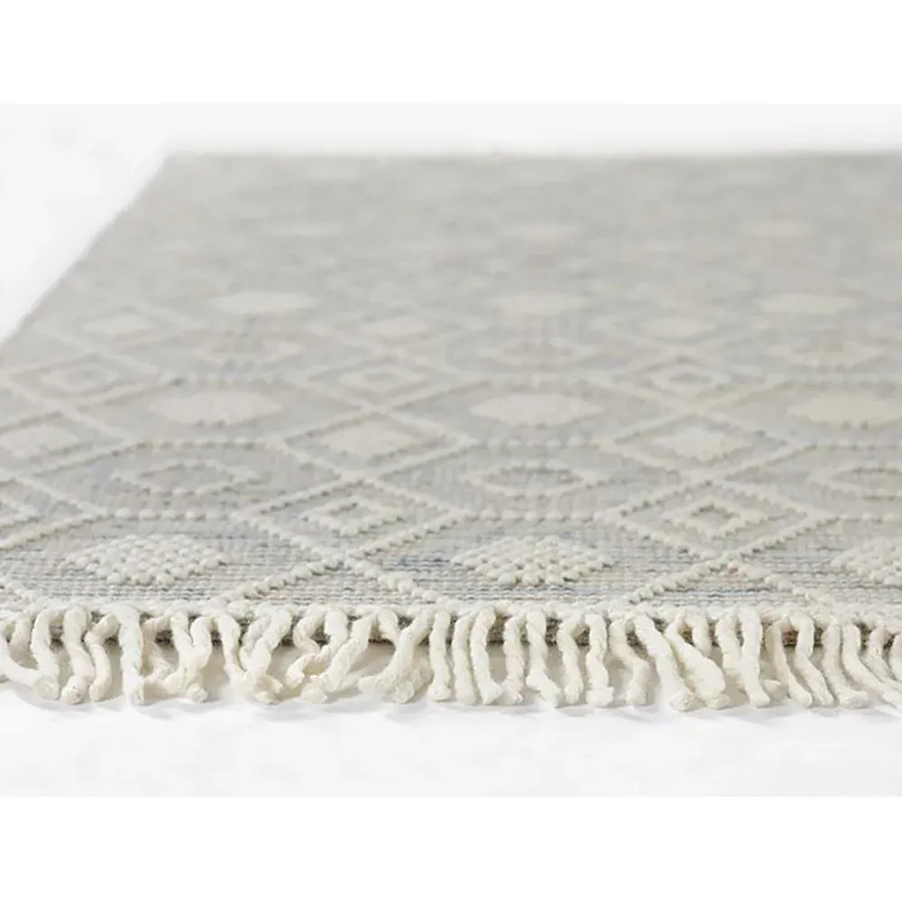 Tish Bohemian Patterned Rug - Beige, Wool