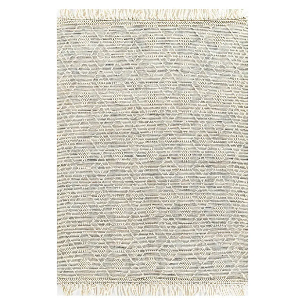 Tish Bohemian Patterned Rug - Beige, Wool