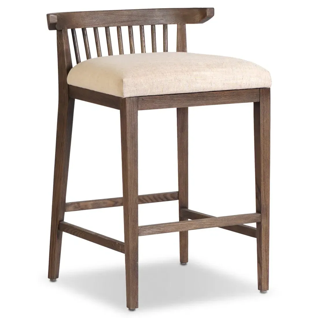 Tobin Upholstered Counter Stool - Off White, Ash Wood