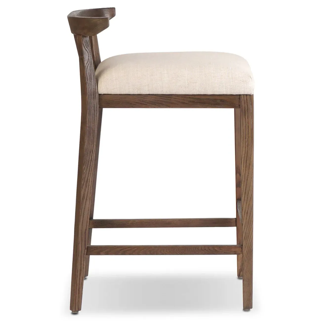 Tobin Upholstered Counter Stool - Off White, Ash Wood
