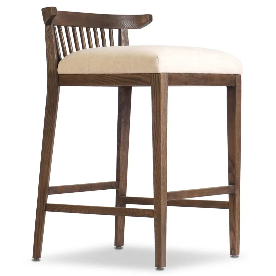 Tobin Upholstered Counter Stool - Off White, Ash Wood