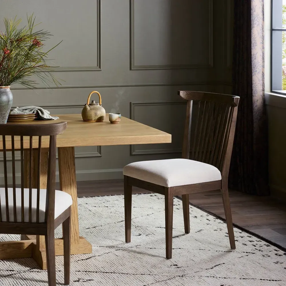 Tobin Upholstered Dining Chair - Off White, Ash Wood