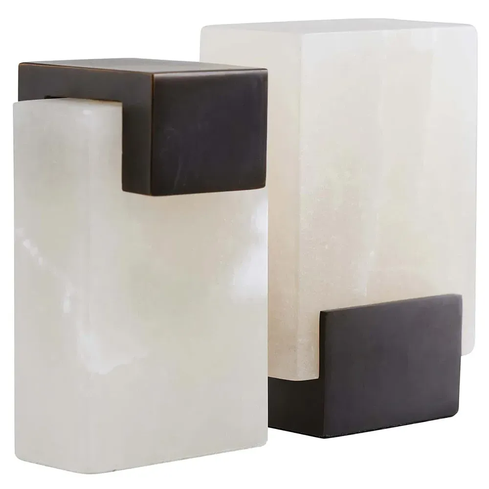 Tolliver Bookends - White, Alabaster