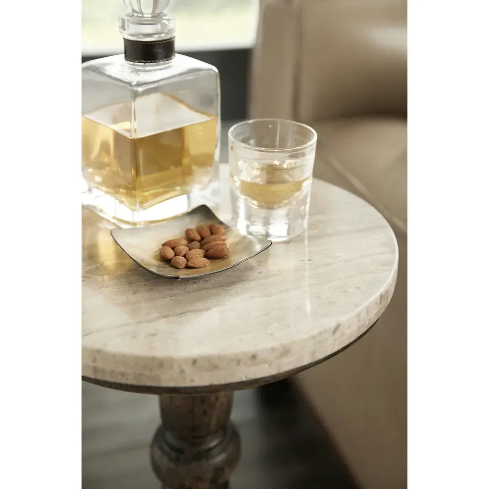 Tom Square Drink Table - Black, Stone