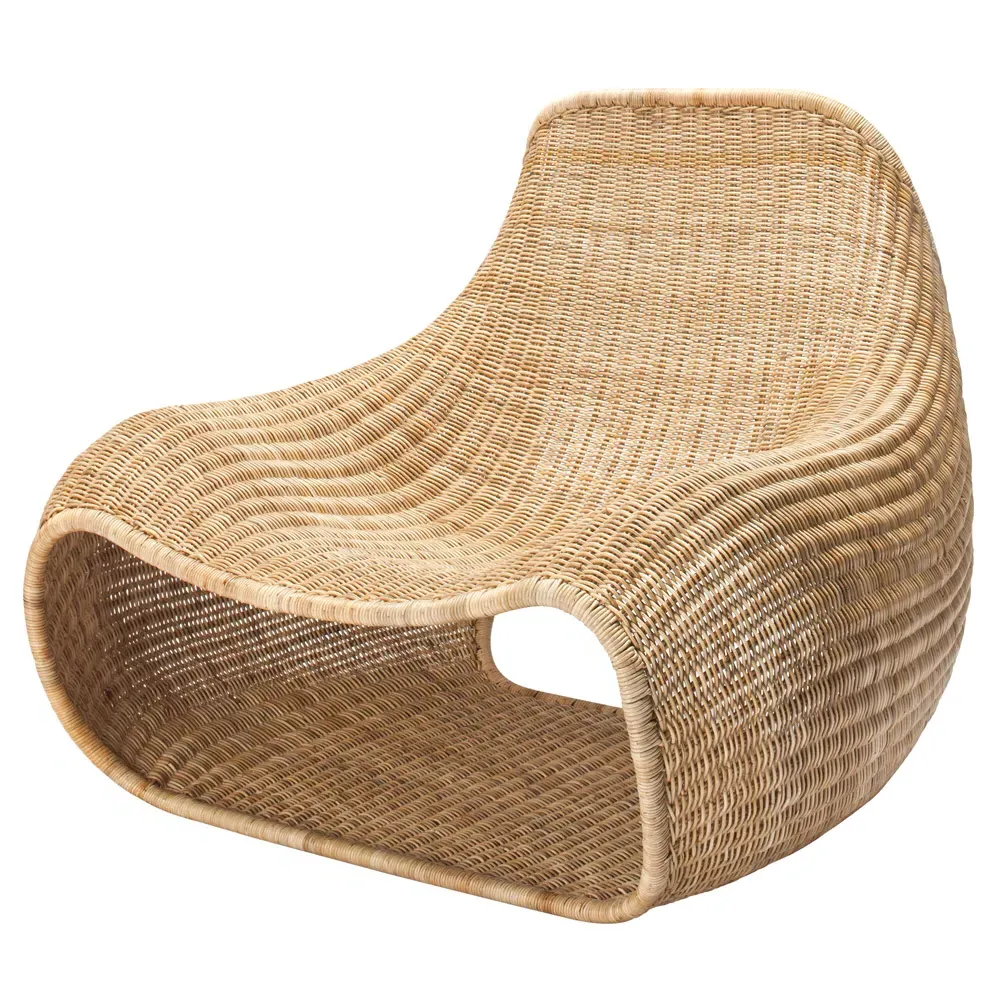 Toma Woven Rattan Steel Frame Lounge Chair - Brown