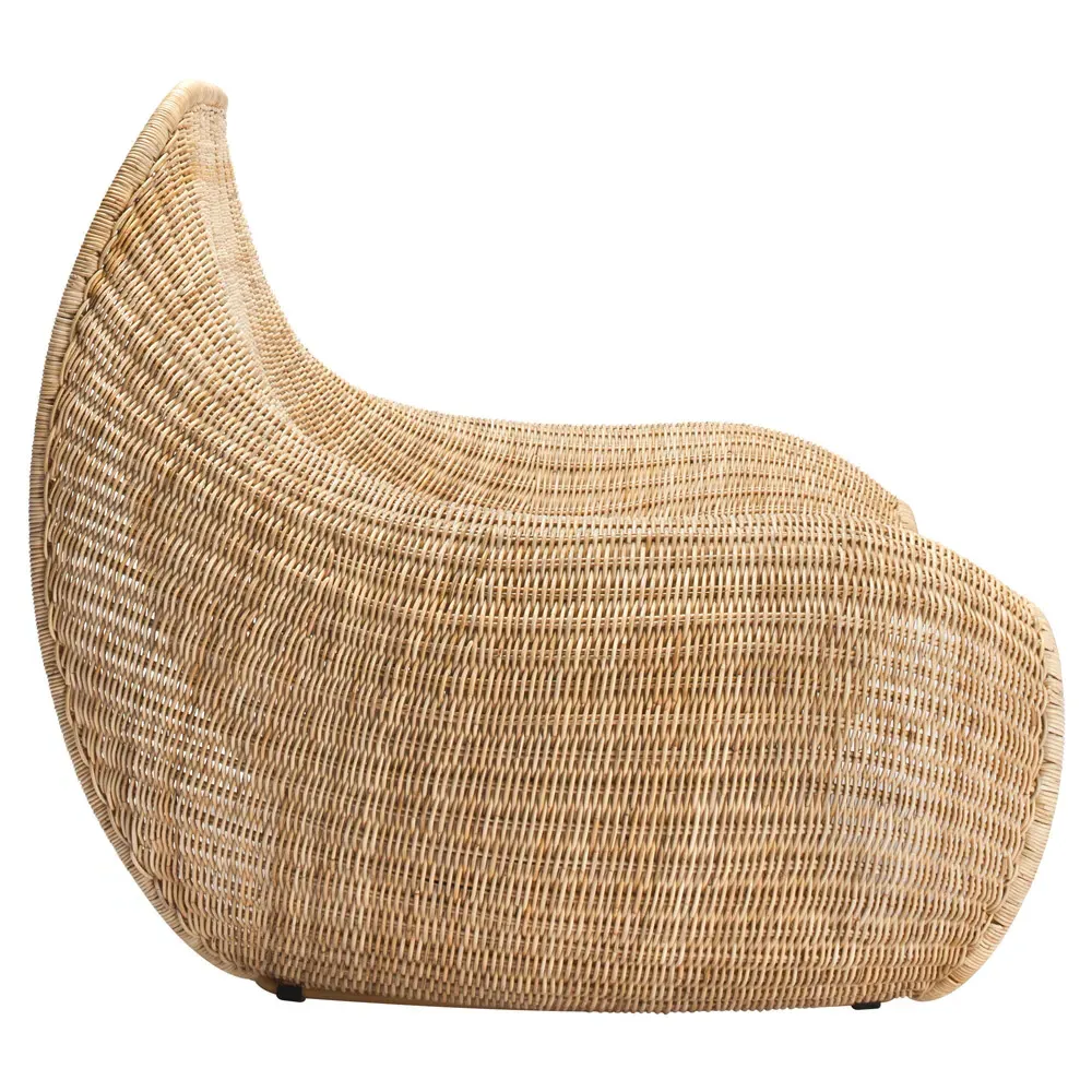 Toma Woven Rattan Steel Frame Lounge Chair - Brown