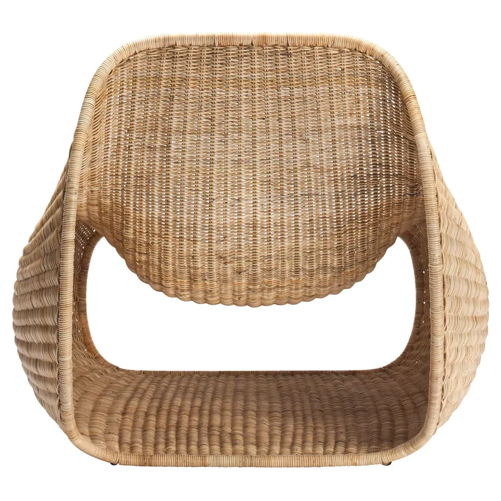 Toma Woven Rattan Steel Frame Lounge Chair - Brown