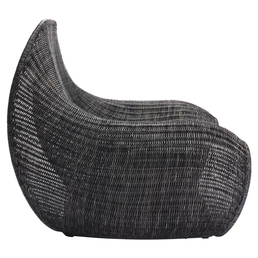 Toma Woven Rattan Steel Frame Lounge Chair - Dark Grey