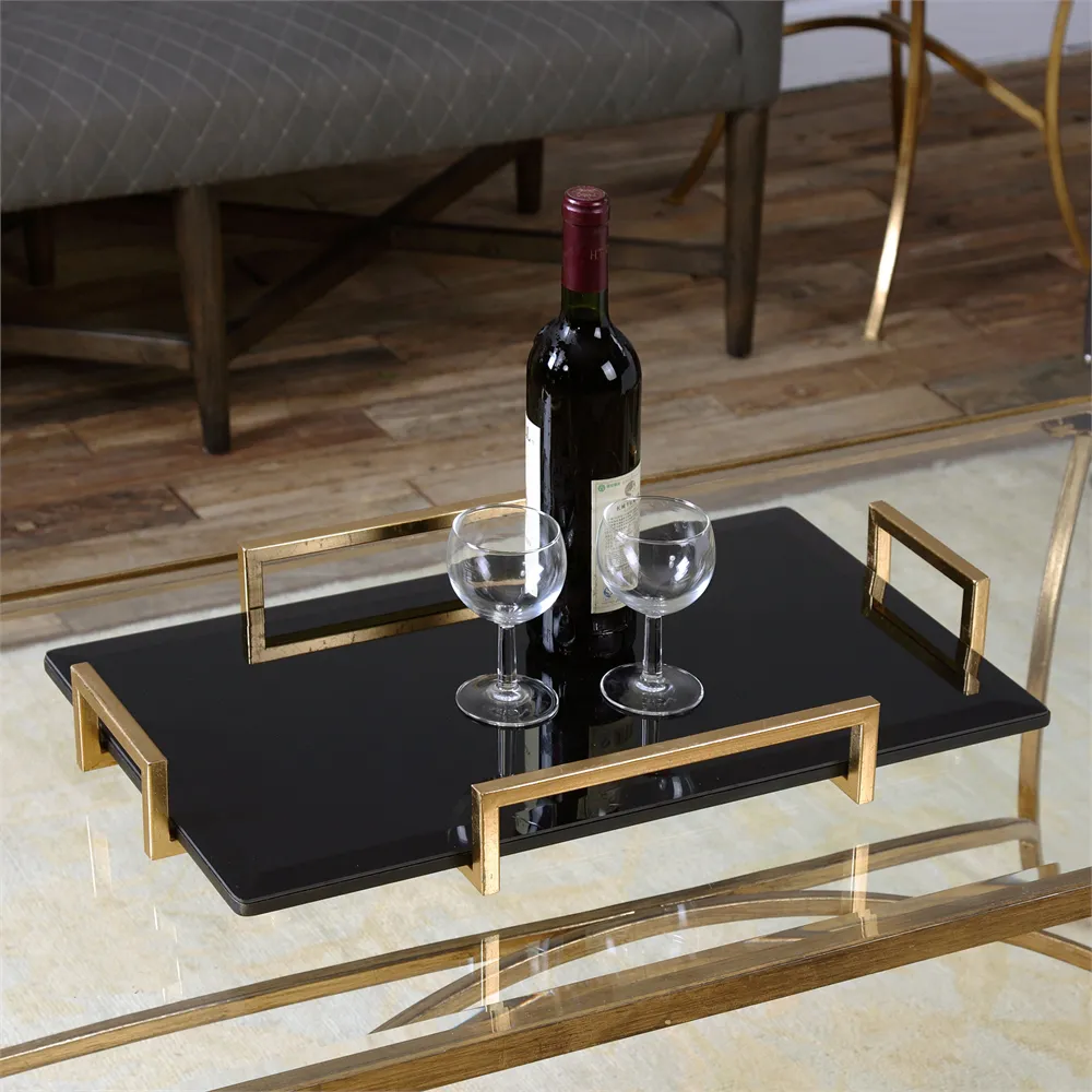 Tora Hollywood Serving Tray - Black, Glass