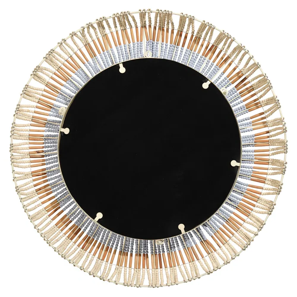 Tori Round Wall Mirror - Blue, Mango Wood