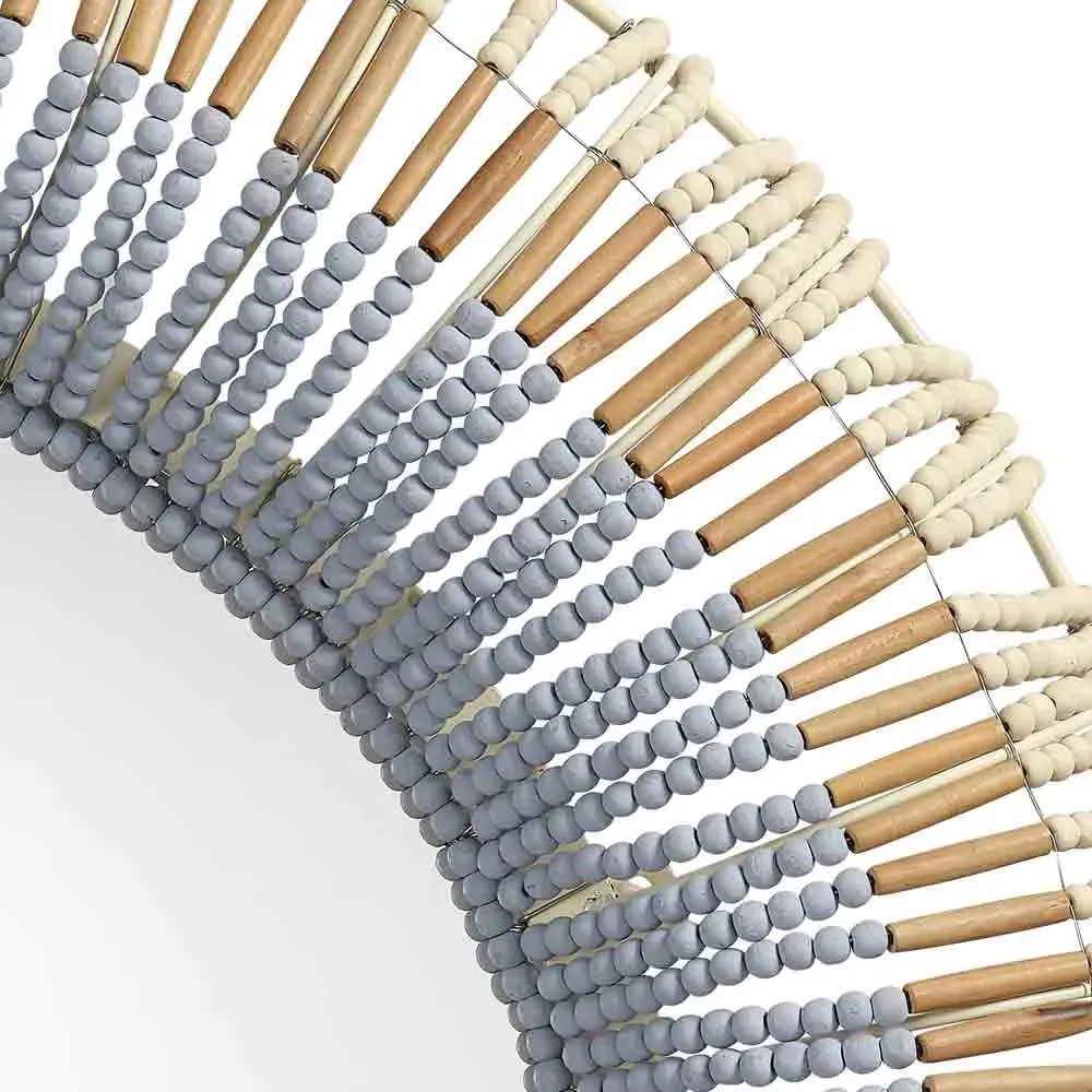 Tori Round Wall Mirror - Blue, Mango Wood