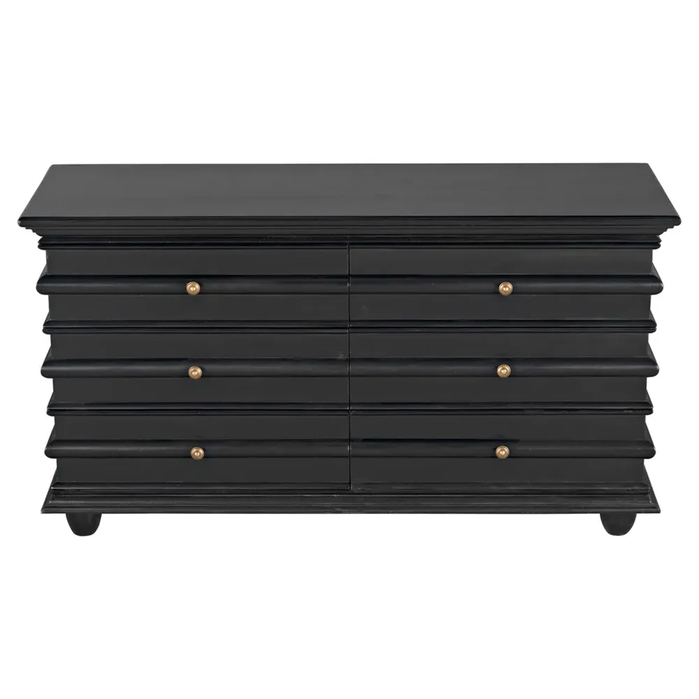 Torin Double Dresser - Black, Mahogany