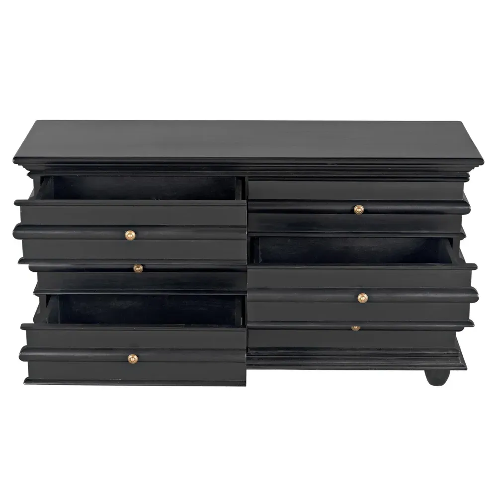 Torin Double Dresser - Black, Mahogany