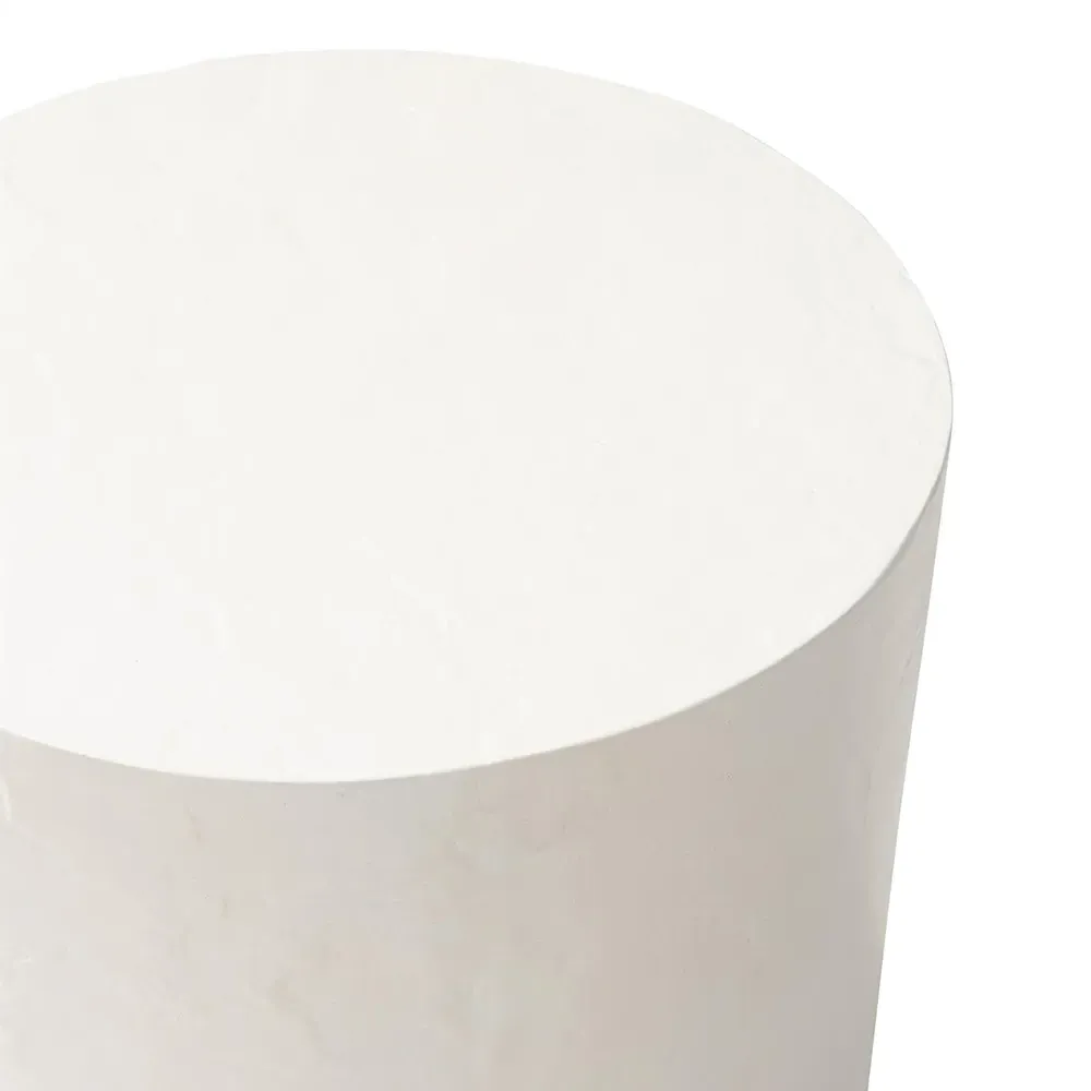 Torin Round Outdoor Side Table - White, Concrete