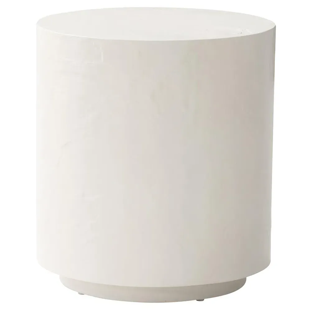 Torin Round Outdoor Side Table - White, Concrete image