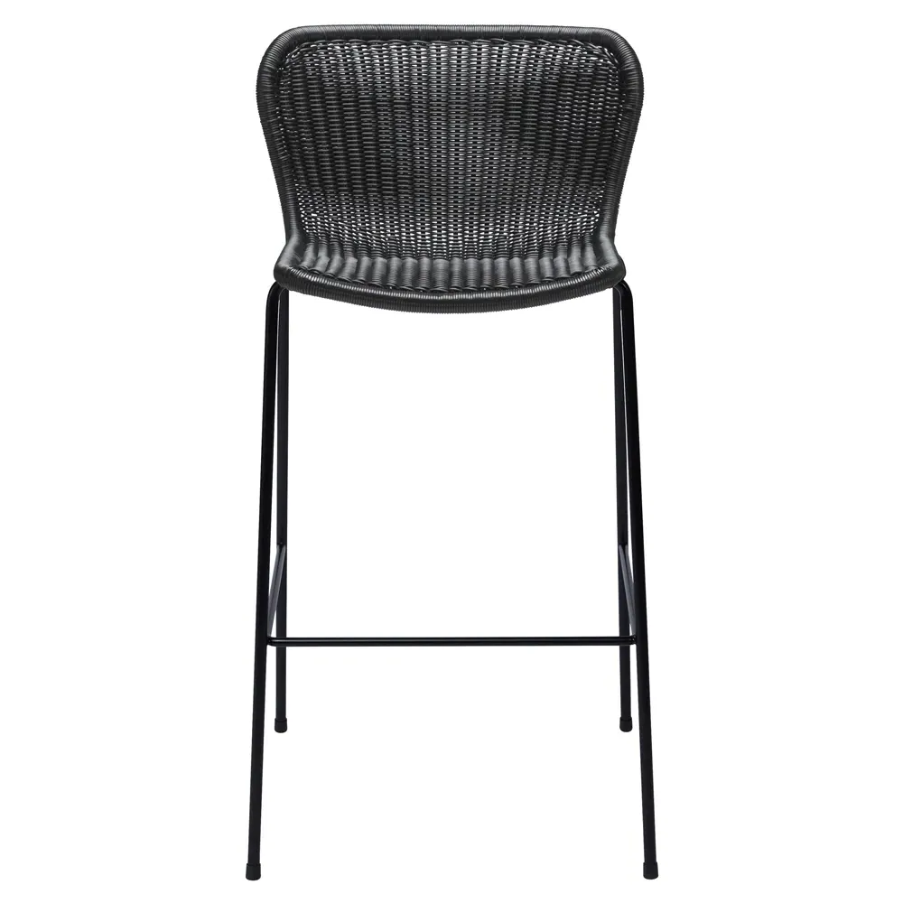 Torrey Low Back Outdoor Bar Stool - Black, Wicker