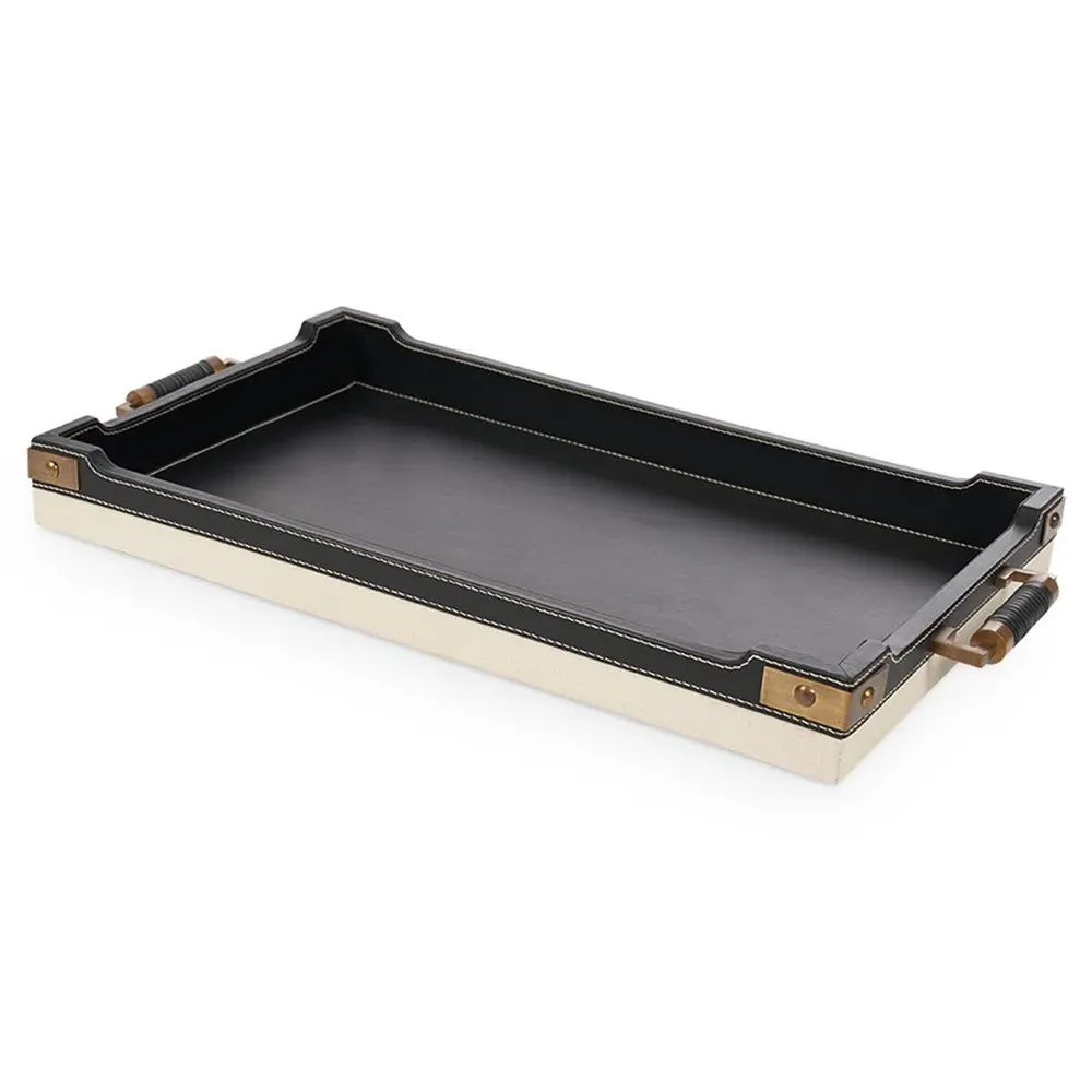 Toulon Rectangular Decorative Tray - Black, Leather