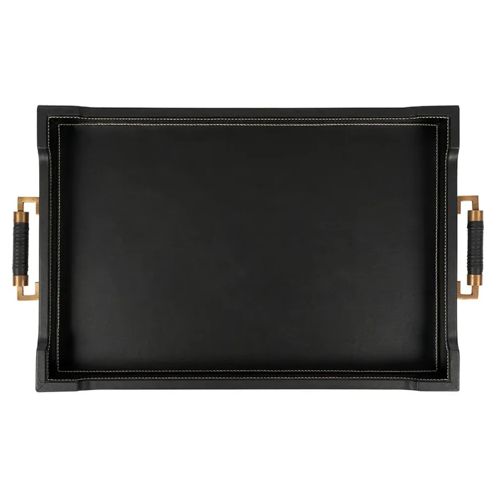 Toulon Rectangular Decorative Tray - Black, Leather