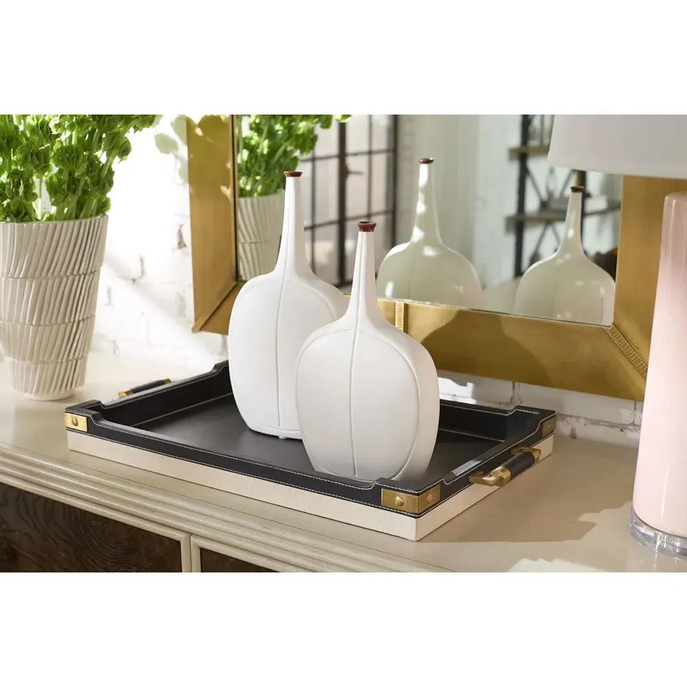 Toulon Rectangular Decorative Tray - Black, Leather