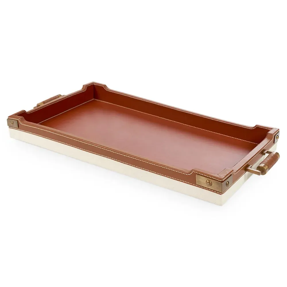 Toulon Rectangular Decorative Tray - Tan, Leather