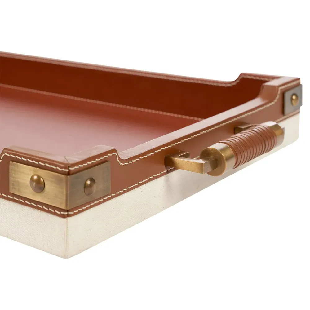 Toulon Rectangular Decorative Tray - Tan, Leather