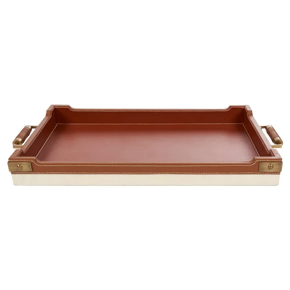 Toulon Rectangular Decorative Tray - Tan, Leather