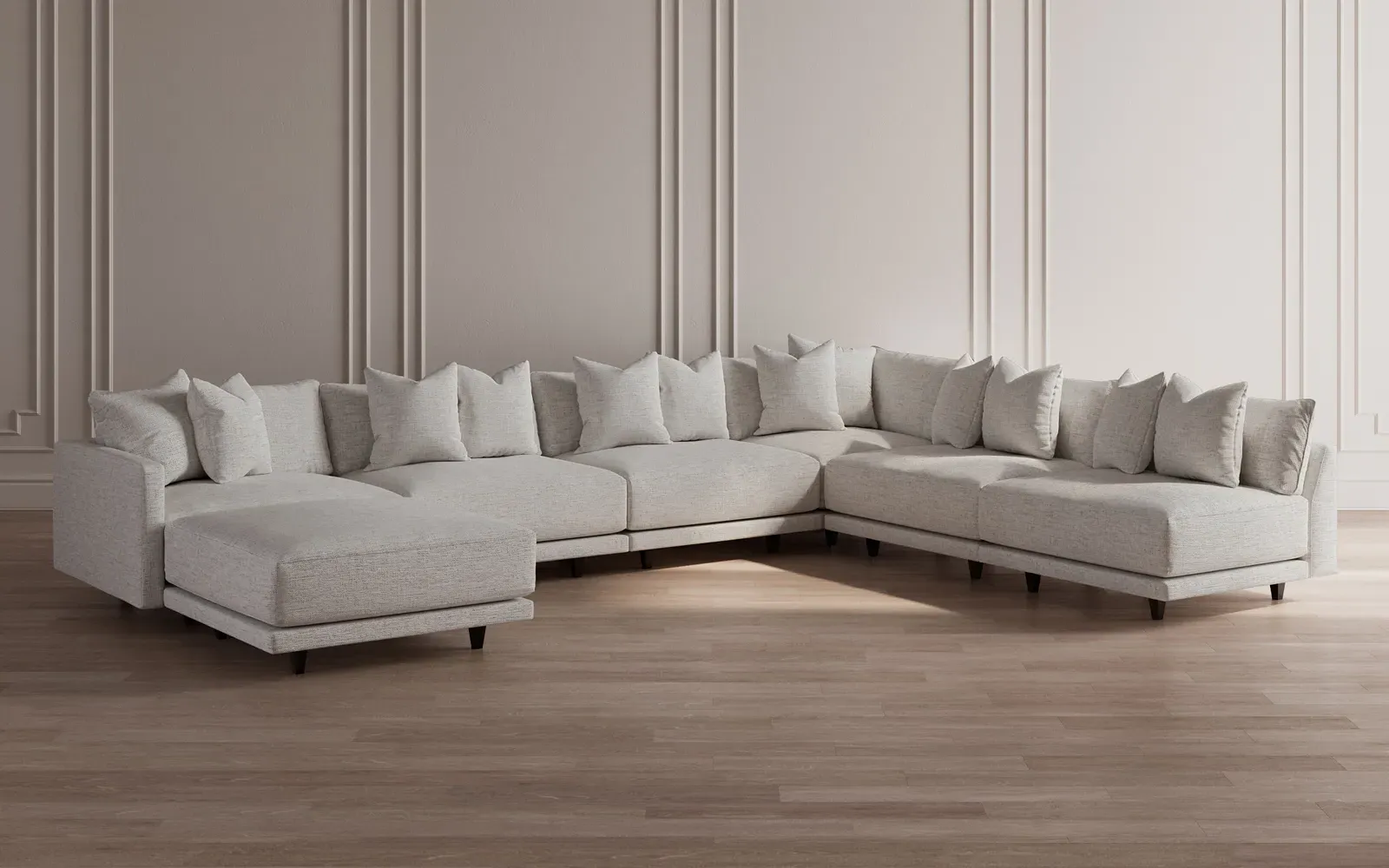 Toulouse 7-Piece Corner Sectional with Ottoman - Pebble