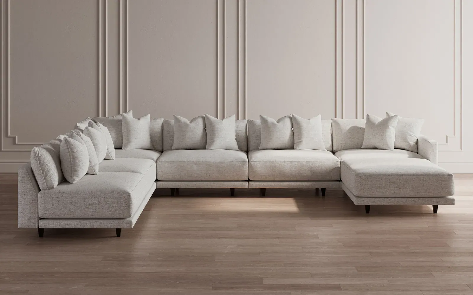 Toulouse 7-Piece Corner Sectional with Ottoman - Pebble