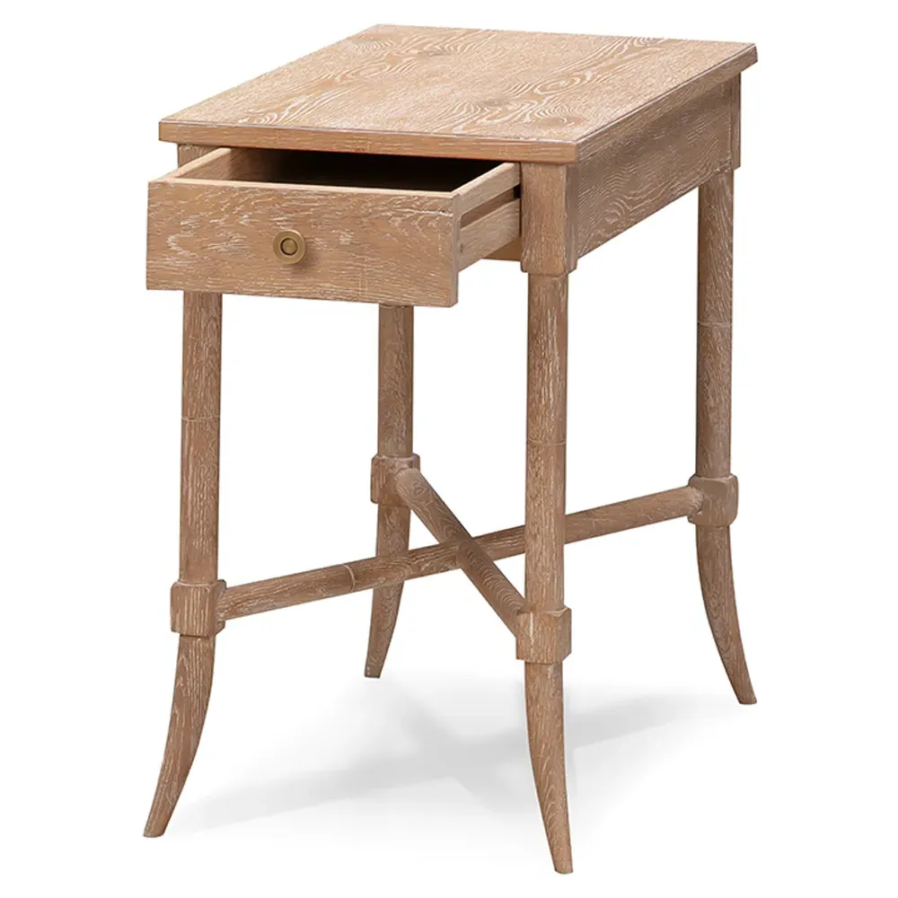 Tradd Drink Table - Limewash Brown, Oak