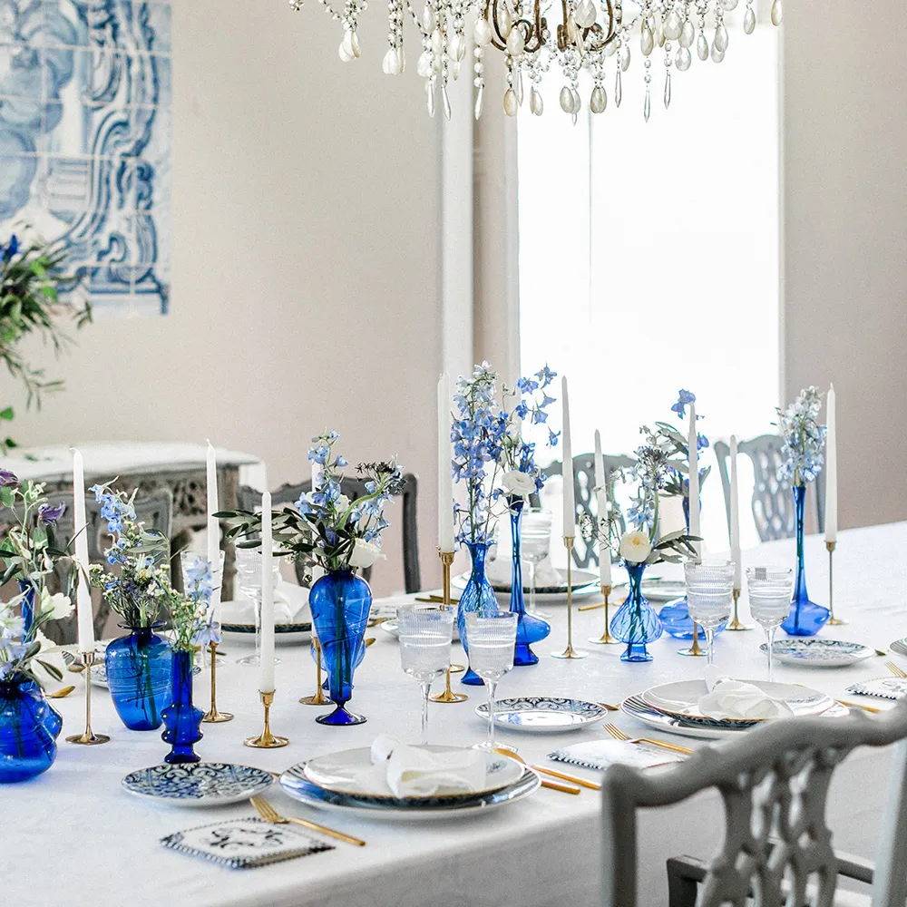 Transatlantica Global Blue Porcelain Cardinal Salad Bowl - Blue