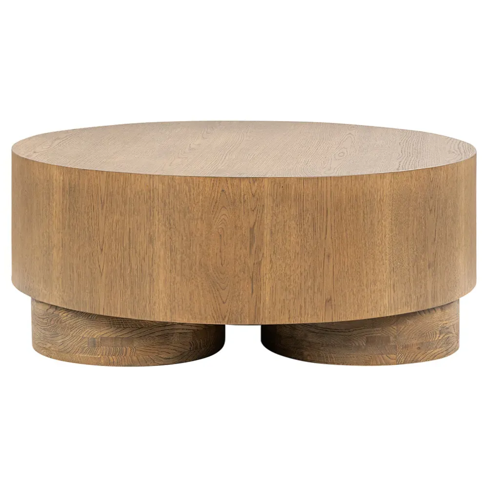 Travis Round Coffee Table - Brown, Oak image