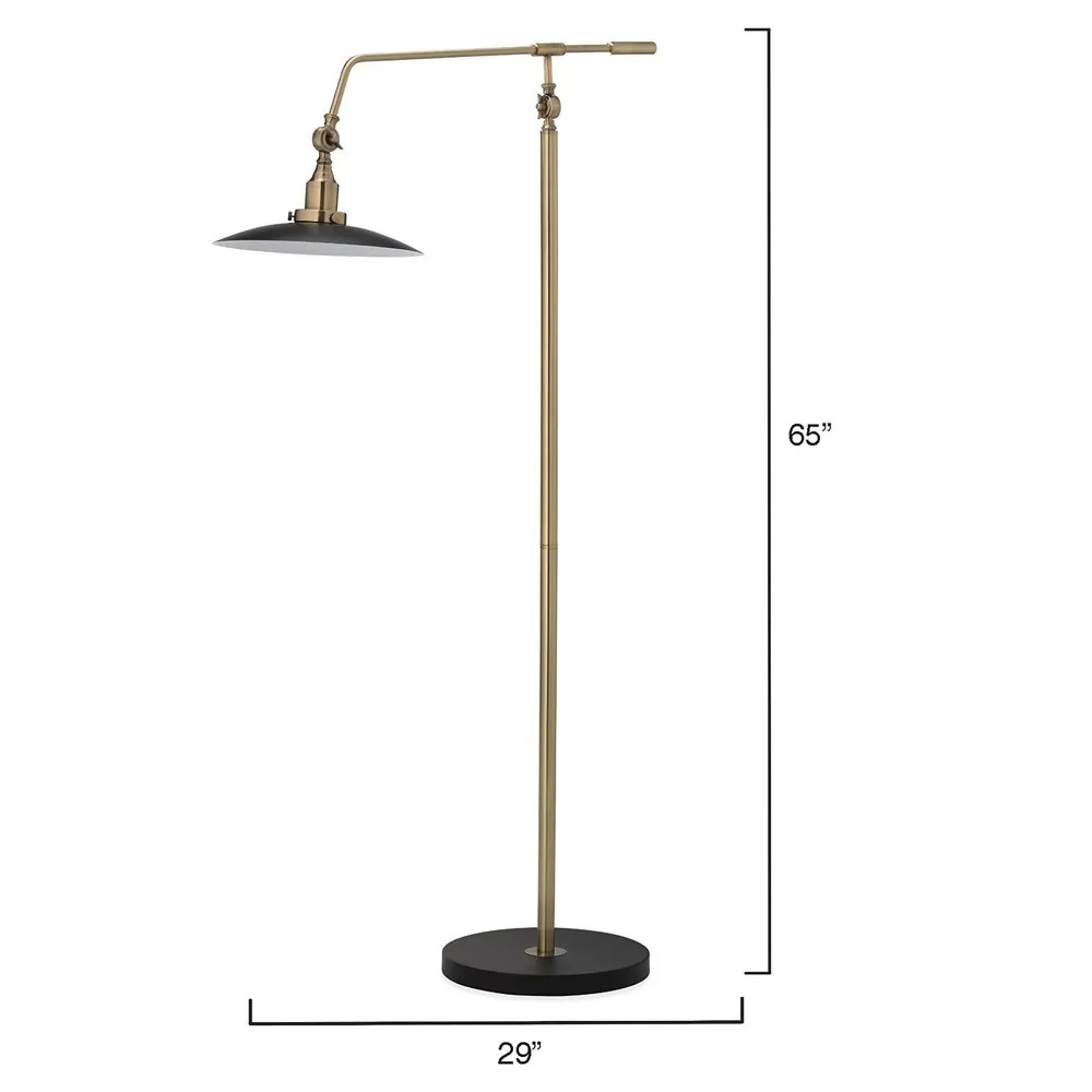 Travis Swing Arm Floor Lamp - Antique Brass, Metal