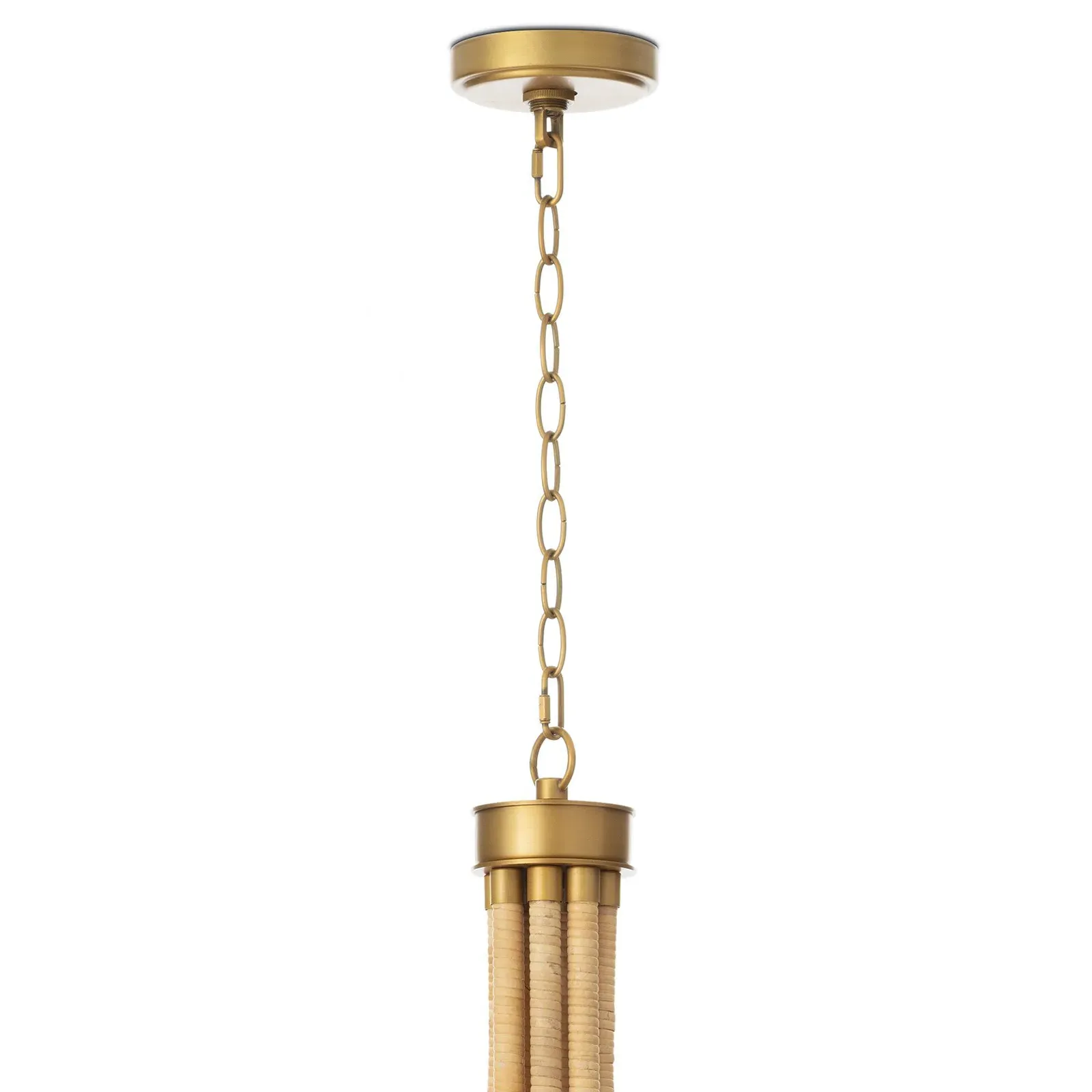 Treble Bamboo Wrapped Chandelier - Natural, Brass