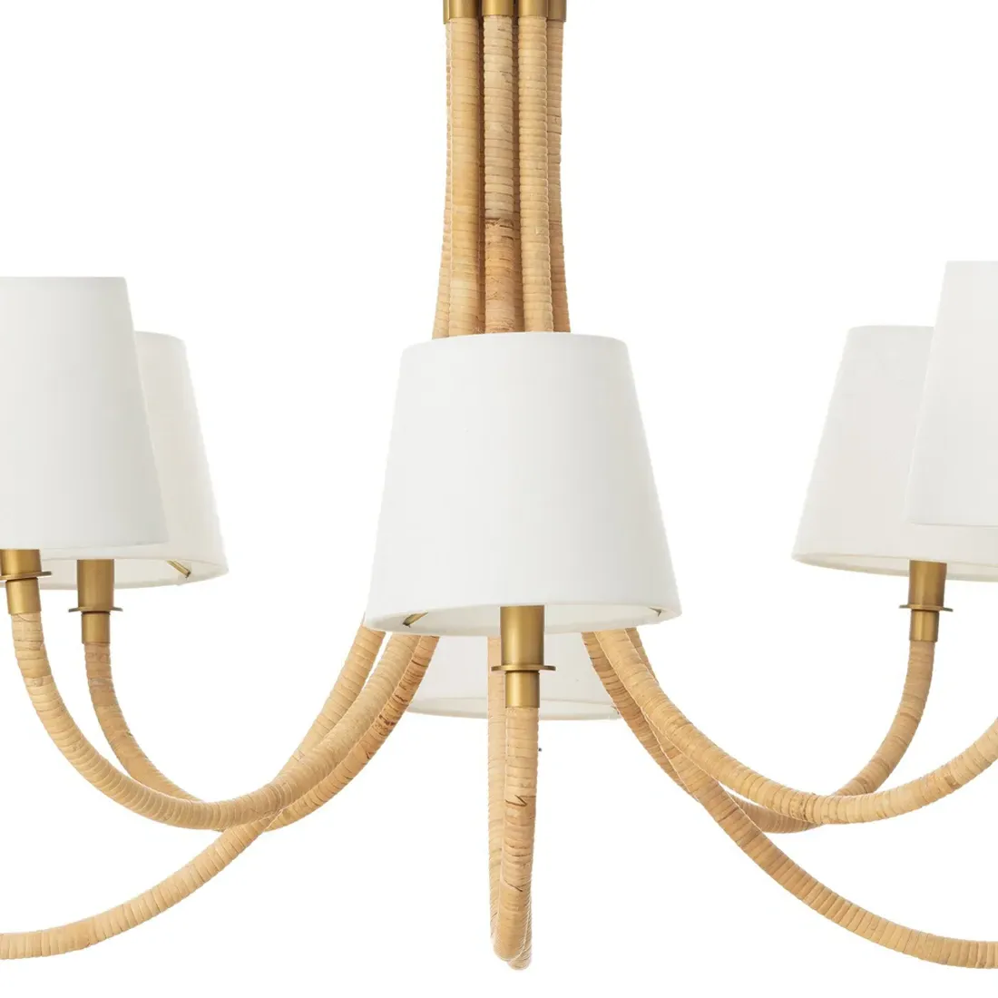 Treble Bamboo Wrapped Chandelier - Natural, Brass