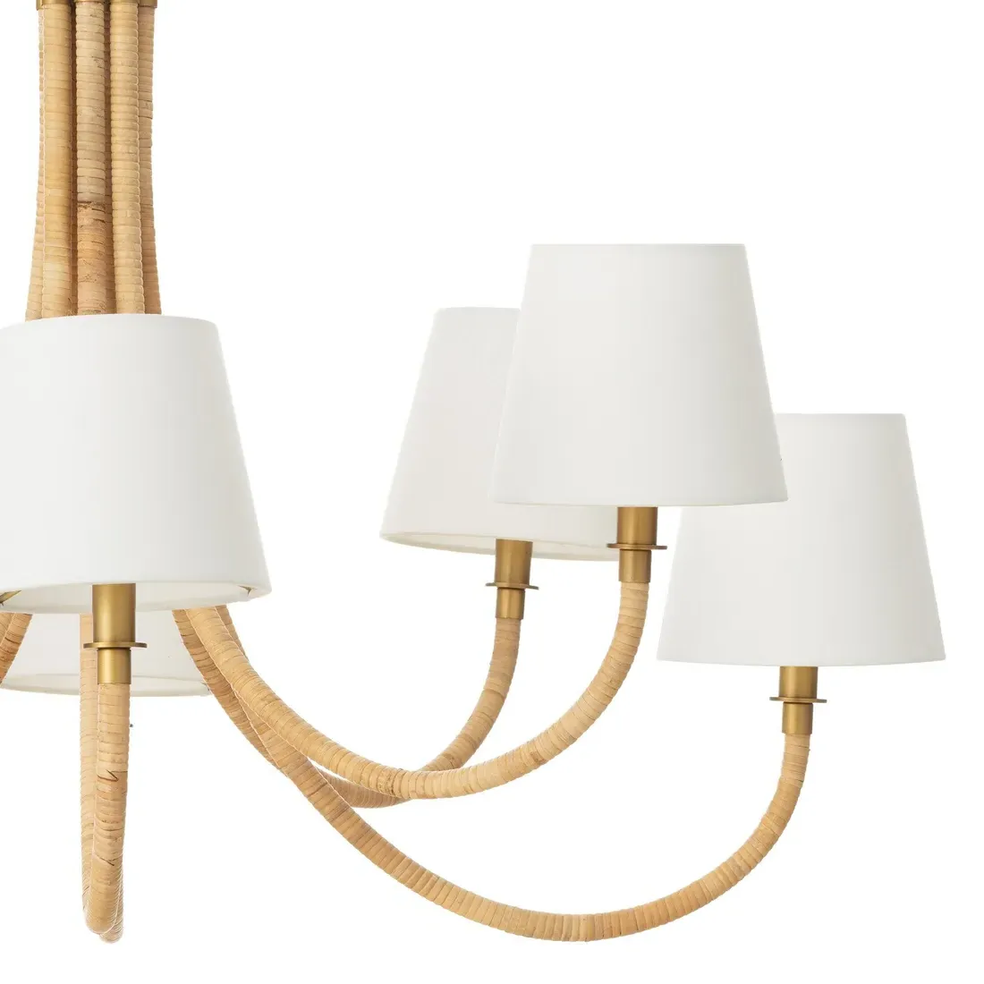 Treble Bamboo Wrapped Chandelier - Natural, Brass