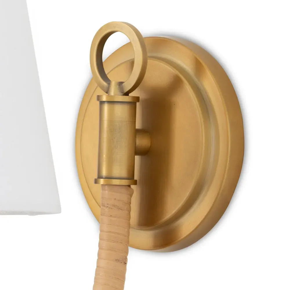 Treble Bamboo Wrapped Single Sconce - Natural, Brass