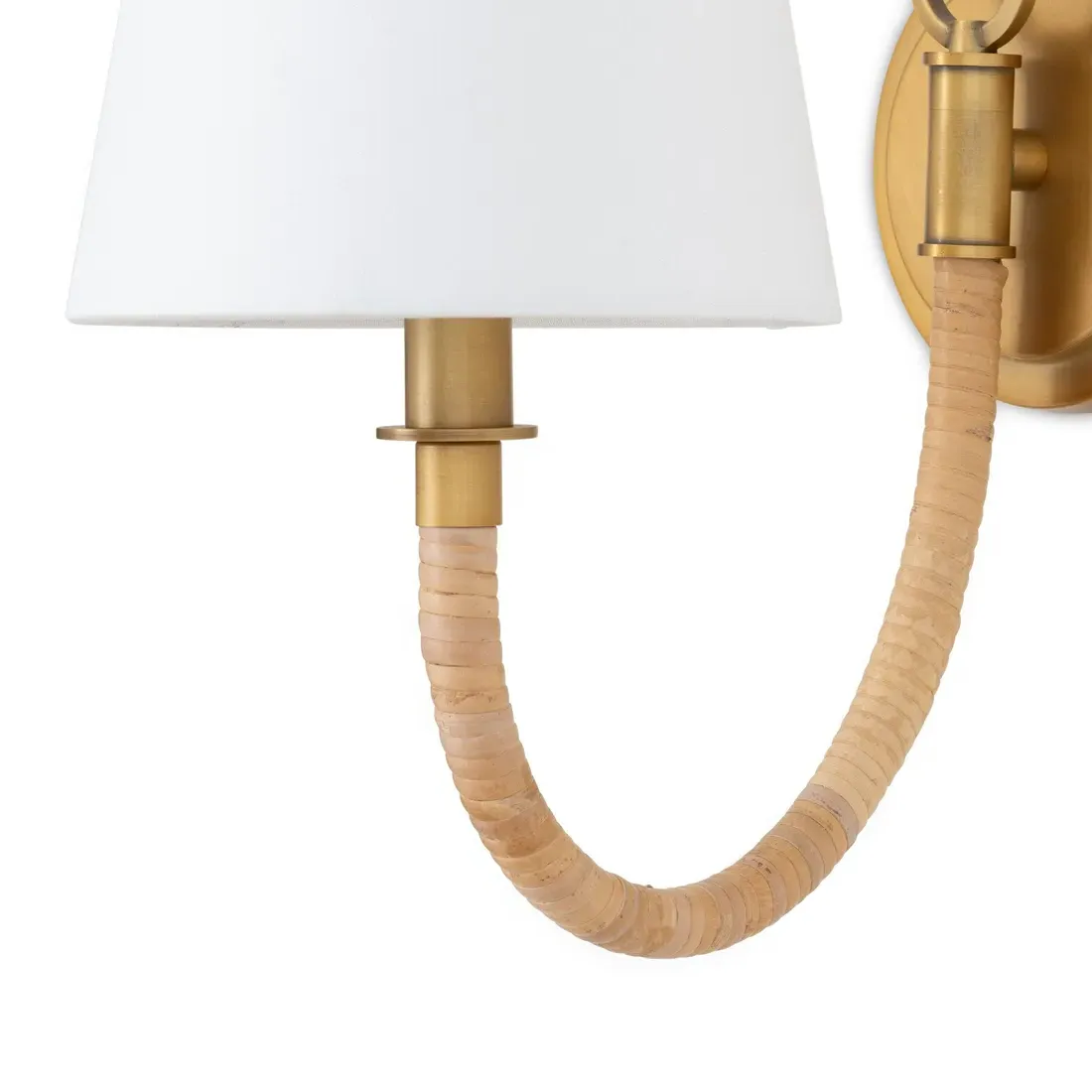 Treble Bamboo Wrapped Single Sconce - Natural, Brass