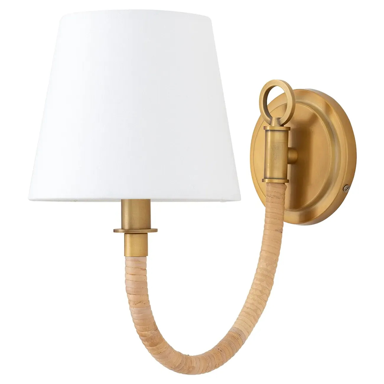 Treble Bamboo Wrapped Single Sconce - Natural, Brass image