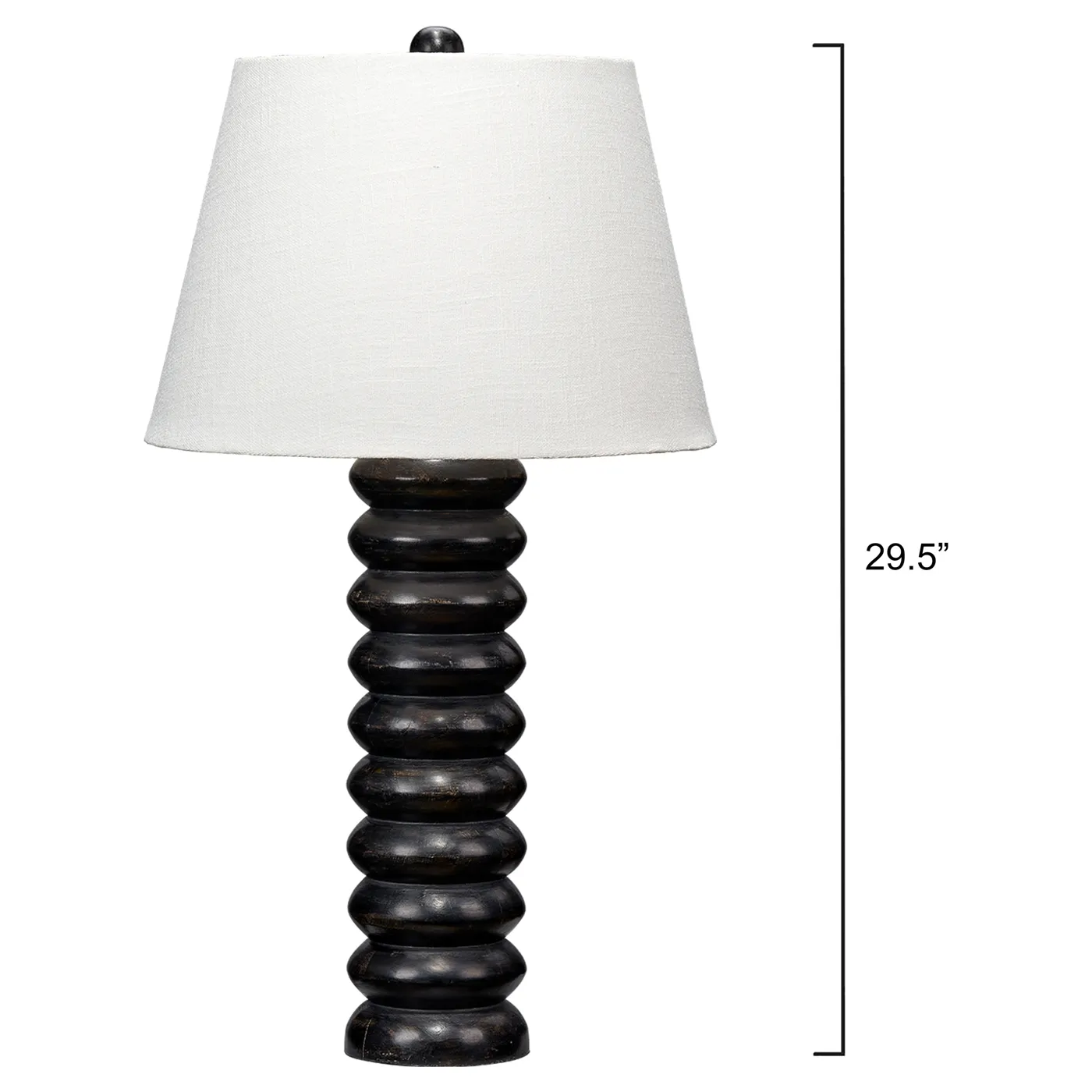 Trent Table Lamp with Linen Shade - Black, Mango Wood