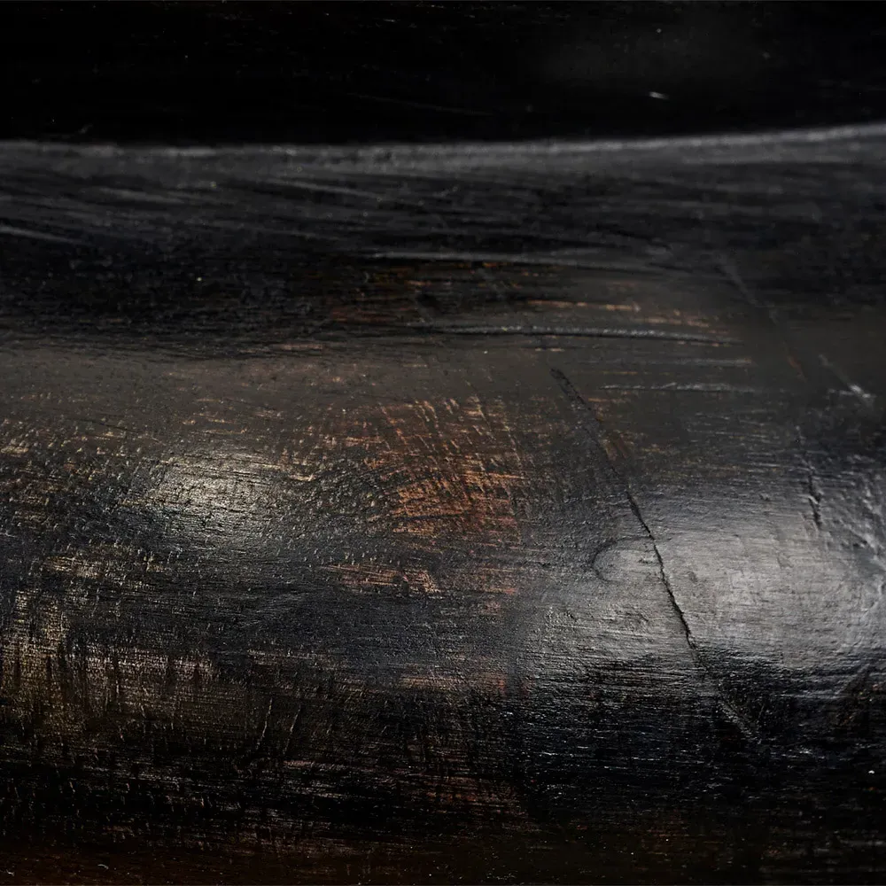 Trent Table Lamp with Linen Shade - Black, Mango Wood