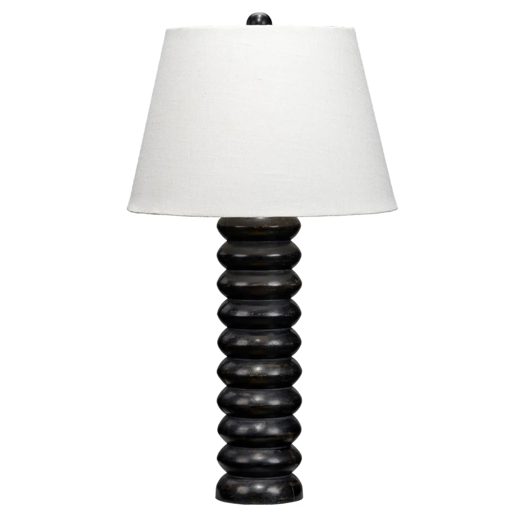 Trent Table Lamp with Linen Shade - Black, Mango Wood image