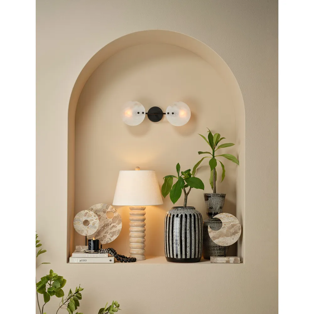 Trent Table Lamp with Linen Shade - Natural, Mango Wood